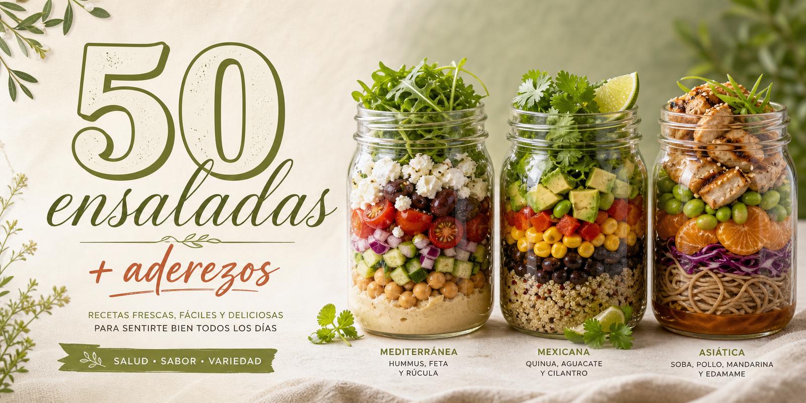 50 Ensaladas en Frasco + Aderezos irresistibles