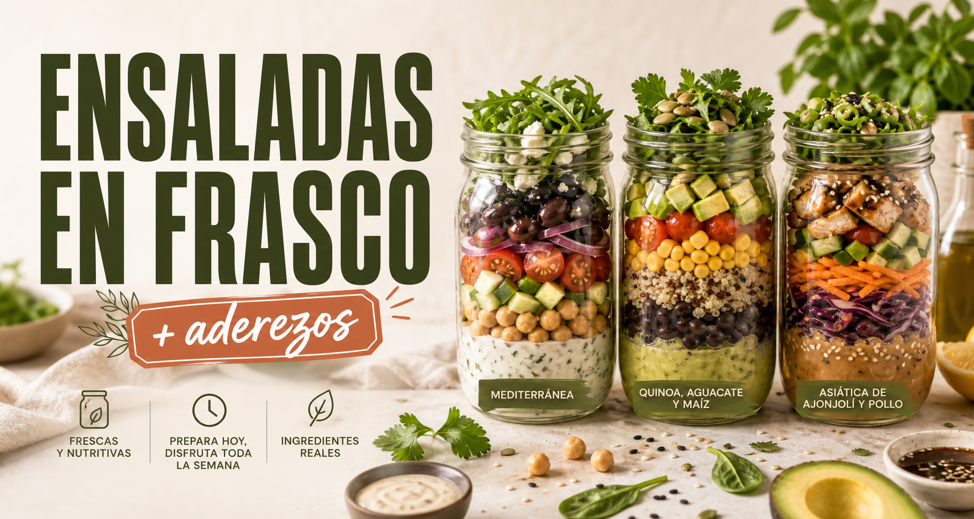 50 Ensaladas en Frasco + Aderezos irresistibles
